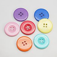 Resin Buttons, Dyed, Flat Round, Mixed Color, 11x2mm(RESI-D033-11mm-M)