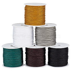 Elite 6 Rolls 6 Colors 23M Polyester Braided Thread, Chinese Knot Cord, with Spool, Mixed Color, 1.4mm, about 25.15 Yards(23m)/Set, 1 roll/color(OCOR-PH0002-63)