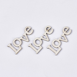 Valentine's Day Theme Laser Cut Wood Shapes, Unfinished Wooden Embellishments, Wooden Cabochons, Word LOVE, PapayaWhip, 18x44x2.5mm(WOOD-T011-41)