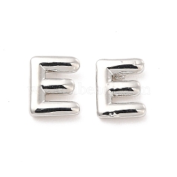 Brass Hollow Out Initial Letter Stud Earrings for Women, Platinum, Lead Free & Cadmium Free, Letter.E, 7x3.5x1.5mm, Pin: 0.8mm(EJEW-A044-01P-E)