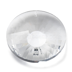 Transparent Glass Pendants, Faceted, Flat Round Charms, for Chandelier Crystal Hanging Pendants, Clear, 39.5x14mm, Hole: 1.8mm(GLAA-R223-08A)