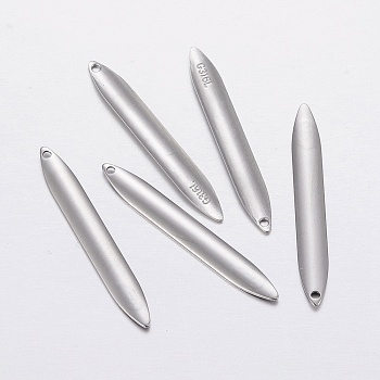 304 Stainless Steel Pendants, Spike, Stainless Steel Color, 31x4x1mm, Hole: 1mm