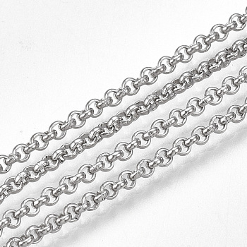 304 Stainless Steel Rolo Chains, Belcher Chain, with Spool, Unwelded, Stainless Steel Color, 2x0.8mm, about 49.21 Feet(15m)/roll