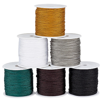 Elite 6 Rolls 6 Colors 23M Polyester Braided Thread, Chinese Knot Cord, with Spool, Mixed Color, 1.4mm, about 25.15 Yards(23m)/Set, 1 roll/color