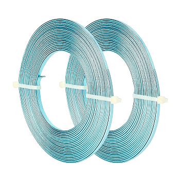 BENECREAT Aluminum Wire, Flat Craft Wire, Bezel Strip Wire for Cabochons Jewelry Making, Aqua, 3x1mm, about 5m/roll