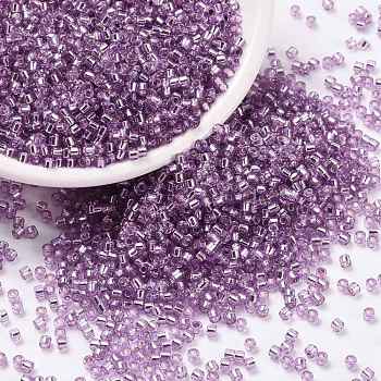 Cylinder Seed Beads, Silver Lined, Round Hole, Uniform Size, Dark Violet, 2x1.5mm, Hole: 0.8mm, about 888pcs/10g
