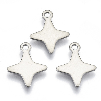 201 Stainless Steel Pendants, Laser Cut, Star, Stainless Steel Color, 13.5x11x0.7mm, Hole: 1.4mm