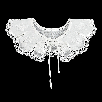 Polyester Computerized Embroidery Collar, Detachable Lace Neckline Trim, Garment Accessories, White, 41x41x0.1cm