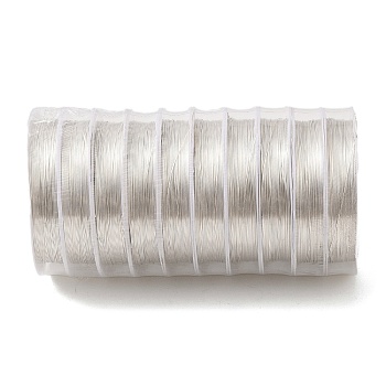 10 Rolls Round Copper Wire, Long-Lasting Plated, Silver, 26 Gauge, 0.4mm, 8m/roll