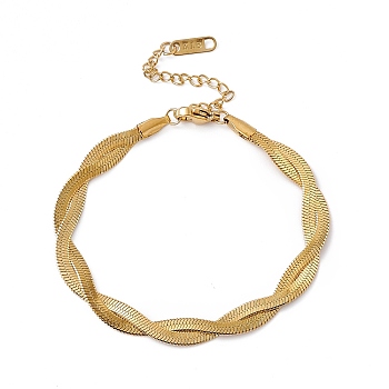 304 Stainless Steel Twist Rope Chain Bracelet for Men Women, Golden, 6-3/4 inch(17cm)