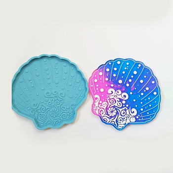 DIY Cup Mat Silicone Molds, Resin Casting Molds, For UV Resin, Epoxy Resin Craft Making, Shell, Deep Sky Blue, 130x136x7mm, Inner Diameter: 123x130mm
