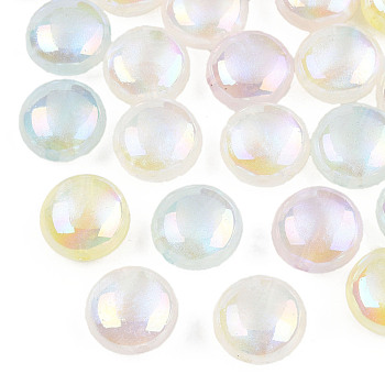 Plating Acrylic Beads, Pearlized, Flat Round, Mixed Color, 18x11mm, Hole: 3mm