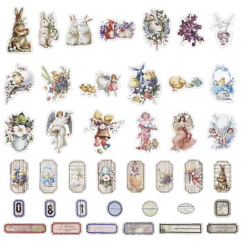 Gorgecraft Retro Easter Theme Paper Adhesive Stickers, Package Sealing Stickers, Rabbit & Angel & Easter Egg, Mixed Patterns, Mixed Color, 305x305mm