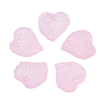 Transparent Acrylic Pendants, Frosted, Heart, Pearl Pink, 16x15x3mm, Hole: 1.8mm, about 1400pcs/500g