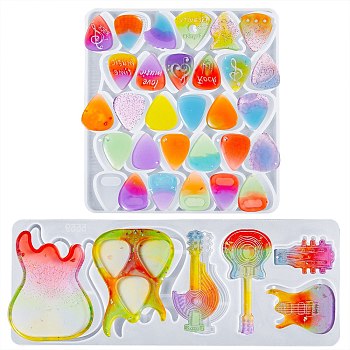 2PCS Guitar Pick Silicone Molds Sets, Resin Casting Molds, For DIY UV Resin, Epoxy Resin Craft Making, White, 105x272x10mm, 105x272x10mm, 2pcs/set