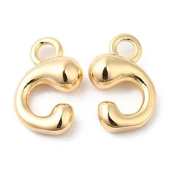 Brass Charms, Real 18K Gold Plated, Letter G, 13.5x8x4.5mm, hole: 2mm