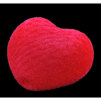 Opaque Acrylic Beads, Flocky, Heart, Great for Mother's Day Gifts making, Red, Size: about 25mm long, 23mm wide, 14mm thick, hole: 3mm