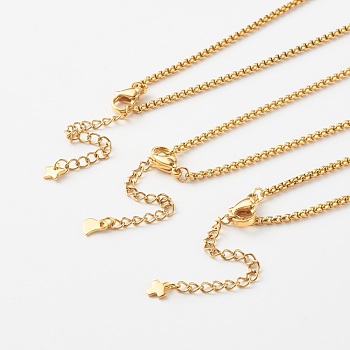 304 Stainless Steel Box Chain Lariat Necklaces Making, Golden, 20.87 inch(53cm)