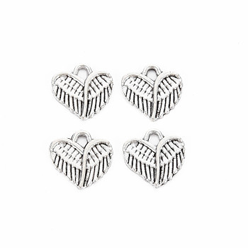 Tibetan Style Alloy Charms, Cadmium Free & Lead Free, Heart, Antique Silver, 12.5x12.5x1.5mm, Hole: 1.8mm, about 1630pcs/1000g