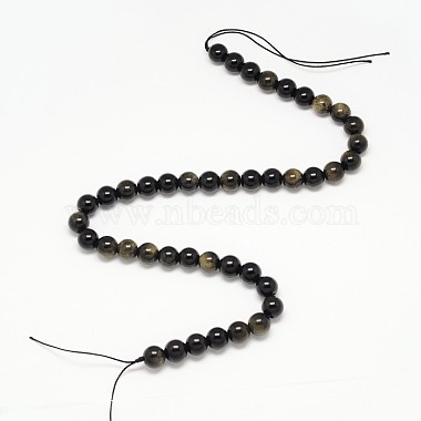 Grade AA Natural Golden Sheen Obsidian Round Beads Strands(G-L275-01-8mm)-2