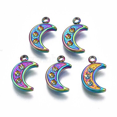 Multi-color Moon 304 Stainless Steel Charms