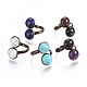 Natural & Synthetic Mixed Stone Cuff Rings(RJEW-JR00244)-1