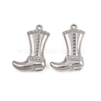 304 Stainless Steel Pendant Rhinestone Settings, Shoes Charms, Stainless Steel Color, Fit for 1mm Rhinestone, 19.5x14.5x4mm, Hole: 1mm(STAS-B167-19P)