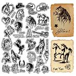 4Pcs 4 Styles PVC Plastic Clear Stamps, for DIY Scrapbooking, Photo Album Decorative, Cards Making, Horse, 160x110x3mm, 1pc/style(DIY-WH0619-0017)