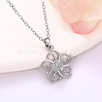 Sakura Brass Micro Pave Clear Cubic Zirconia Pendant Necklaces for Women, Platinum, 17.72 inch(45cm)(FS-WG50C9C-01)