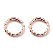 Ion Plating(IP) Twisted Ring Hoop Earrings for Girl Women, Chunky 304 Stainless Steel Earrings, Rose Gold, 8.5x1mm, 18 Gauge(1mm)(STAS-K233-02A-RG)