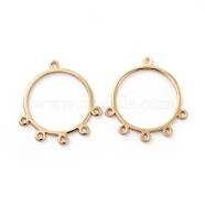 Brass Chandelier Component Links, Ring, Real 18K Gold Plated, 25.5x23.5~24x1mm, Hole: 1.2mm(X-KK-S348-400)