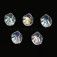 Electroplate Acrylic Pendants, AB Color Plated, Shell, Clear AB, 20x17.5x4mm, Hole: 1.6mm(PACR-S225-01)
