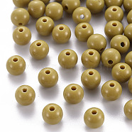 Opaque Acrylic Beads, Round, Goldenrod, 8x7mm, Hole: 2mm(X-MACR-S370-C8mm-29)