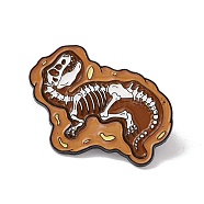 Dinosaur Enamel Pin, Electrophoresis Black Plated Alloy Lapel Pin Brooch for Backpack Clothes, Dark Goldenrod, 27x37.5x1.5mm(JEWB-E016-08EB-03)