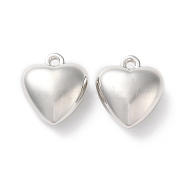 CCB Plastic Pendants, Heart Charms, Platinum, 21x19x10mm, Hole: 1.8mm(CCB-C001-09F-P)