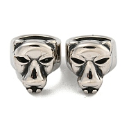 316 Surgical Stainless Steel Large Hole Beads, Antique Silver, Leopard, 12x11x14mm, Hole: 8mm(STAS-Q326-07AS-04)