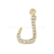 Rack Plating Brass Micro Pave Clear Cubic Zirconia Pendants, Long-Lasting Plated, Lead Free & Cadmium Free, Arabic Alphabet, Real 18K Gold Plated, 15x8x2mm, Hole: 1.2mm(KK-A224-03P-G)