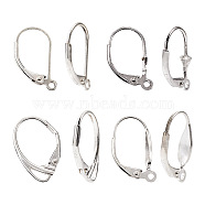 Jewelry 4 Pairs 4 Style 925 Sterling Silver Leverback Earring Findings, with Horizontal Loops, Silver, 16.5~17x9~11x1.5~3.5mm, Hole: 1mm, Pin: 0.7~1.5mm, 1 Pair/style(FIND-PJ0001-30)