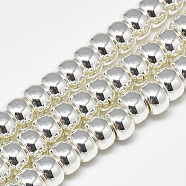 Electroplate Non-magnetic Synthetic Hematite Beads Strands, Rondelle, Silver Plated, 6x4mm, Hole: 2mm, about 97pcs/strand, 15.7 inch(G-Q465-38S)