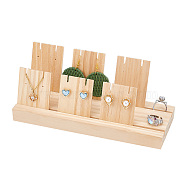 Wood Earring Display Stands, Earring Stud Showing Holder, with 6Pcs Wooden Display Cards, PeachPuff, Finish Product: 8.1x21.9x8.6cm, about 7pcs/set(EDIS-WH0029-20A)