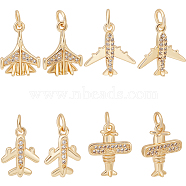 8Pcs 4 Style Brass Pave Cubic Zirconia Pendants, with Jump Ring, Long-Lasting Plated, Lead Free & Cadmium Free, Plane Charm, Real 18K Gold Plated, 14~16x11~13x1.8~5mm, Hole: 2.4~3mm, 2pcs/style(KK-BBC0012-88)