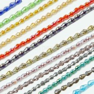 Electroplate Glass Beads Strands, Faceted, Teardrop, Dark Red, 15x10mm, Hole: 1mm, 50pcs/strand, 27.1 inch(EGLA-D015-15x10mm-35)