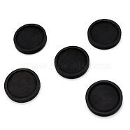 Natural Wood Cabochon Settings, Flat Round, Black, Inner Diameter: 25mm(WOOD-WH0115-37C-B)