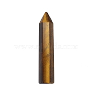 Point Tower Natural Tiger Eye Home Display Decoration, Healing Stone Wands, for Reiki Chakra Meditation Therapy Decors, Hexagon Prism, 10x50mm(PW-WG24364-04)