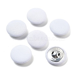 Cloth Shank Buttons, with Zinc Alloy Findings, Flat Round, for Overcoat Garment Accessories, 1-Hole, White, 25x9mm, Hole: 2x3.5mm(BUTT-XCP0001-12D)