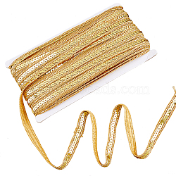 Sparkle Polyester Ribbons, with PVC Plastic Paillette, Garment Accessories, Gold, 1/2 inch(13mm), about 35 Yards(32m)/Card(OCOR-WH0060-59A)