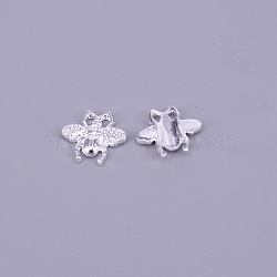 Alloy Cabochons, Nail Art Decoration Accessories for Women, Bees, Silver, 11.5x11.5x2.5mm(MRMJ-WH0060-52S)