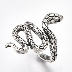 Alloy Cuff Finger Rings, Wide Band Rings, Snake, Antique Silver, Size 9, 19mm(RJEW-T006-11)