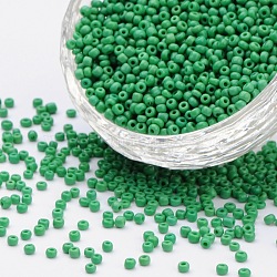 Glass Seed Beads, Opaque Colours Seed, Round, Pale Green, Size: about 2mm in diameter, hole:1mm, about 6666pcs/100g(X1-SEED-A010-2mm-47)