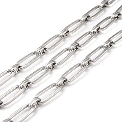 304 Stainless Steel Link Chains, Long-Lasting Plated, Unwelded, Oval, with Spool, Stainless Steel Color, Link: 10x6x3mm, 23.5x9x2mm(CHC-C020-06P-NR)